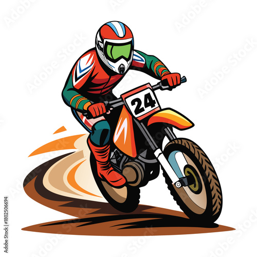 Biker performing motocross on a motorcycle