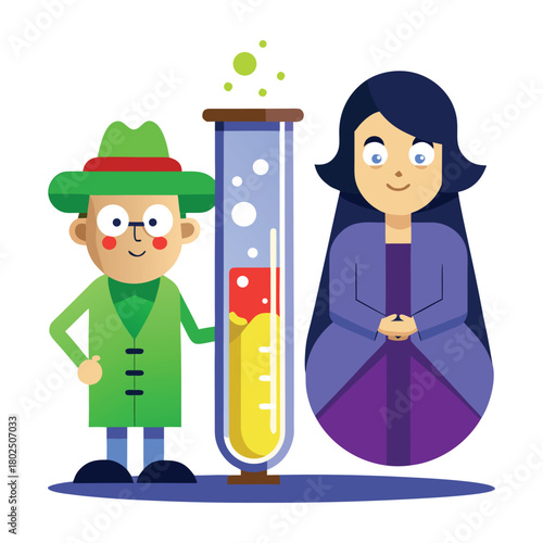 man woman boy girl with money cartoon illustration vector icon