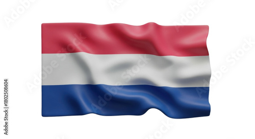 Dutch flag waving with red, white, and blue horizontal stripes