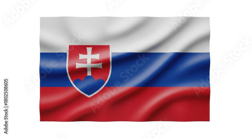 Free Download Slovakia national flag with double cross symbol on tricolor background - GFXLoad