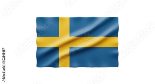 Swedish flag waving with blue and yellow cross design