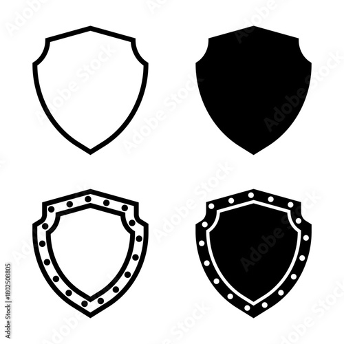 Shield icon set. representing security, protection, and defense. Perfect for use in web design, app development, and print materials related to safety and security.