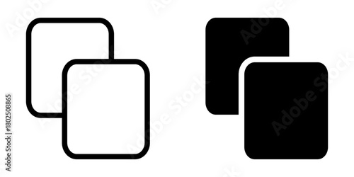 Copy icon set. A set of two square overlap icons. The first is an outline, while the second is solid. Copy icon set. vector illustration on white background