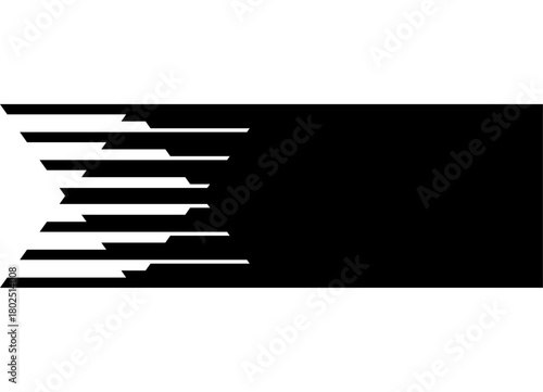 Vector pattern of geometric shapes from black lines on a white background. Stripe for text. Design element for car body, boat, sportswear, video. Modern vector background