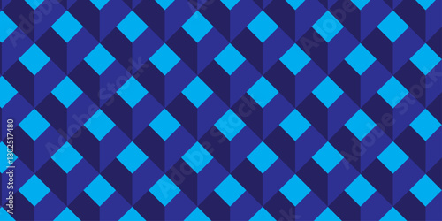 3d modeling Illustration decoration seamless blue material pattern square design.	