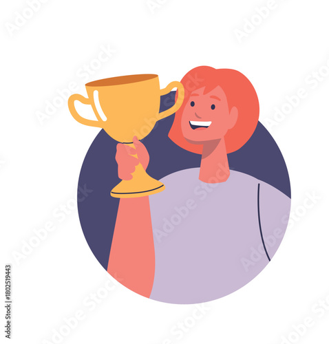 Woman holding goblet cup reward