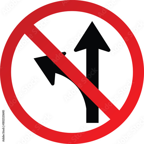 No left turn or go straight sign traffic regulation symbol vector illustration isolated on white background