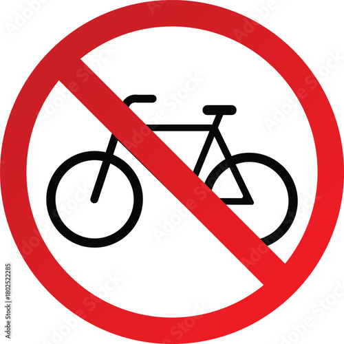 No bicycle sign vector illustration of a prohibition symbol isolated on white background