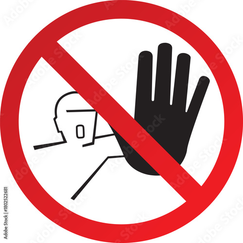No entry sign prohibition symbol in red circle vector illustration for forbidden access and safety regulations