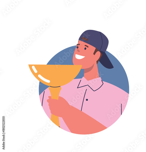 Guy holding golden goblet cup