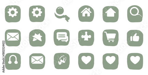 Collection of simple hand drawn icons for web design and mobile app development use
