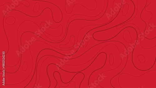Red Abstract Topographic Line Background. Modern Contour Map Style Fluid Pattern for Minimalist Design and Trendy Graphic Templates.
