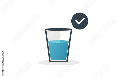A refreshing glass filled with pure water has a check mark nearby indicating quality