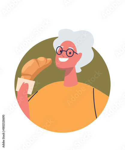 Elderly woman eating croissant avatar