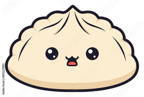 Happy steamed dumpling character isolated on white desktop wallpaper