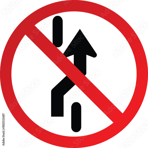 No weaving traffic sign merging traffic not allowed vector illustration isolated on white background