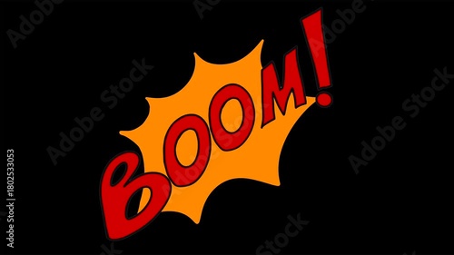 Animation of a fiery explosion drawn on a black background for insertion