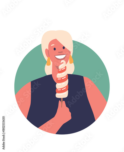 Young woman eating ice-cream avatar