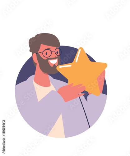 Successful businessman posing with reward