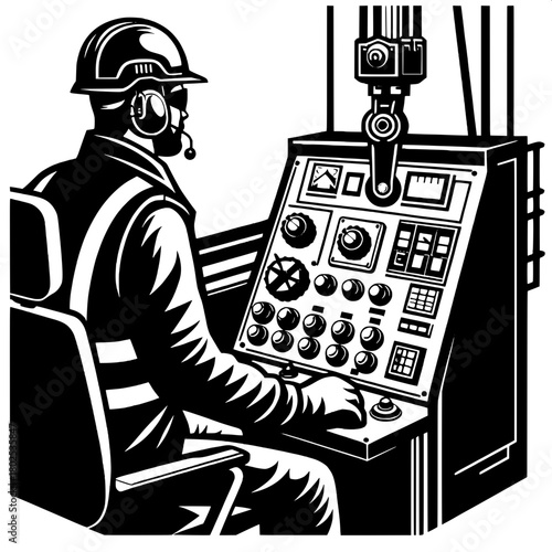 Crane Operator Lifting Wooden Logs