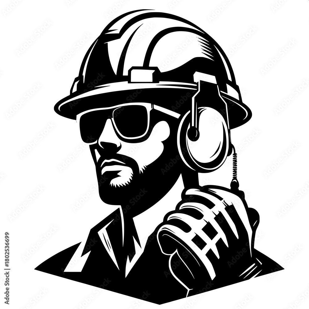 Fototapeta premium Crane Operator with Helmet