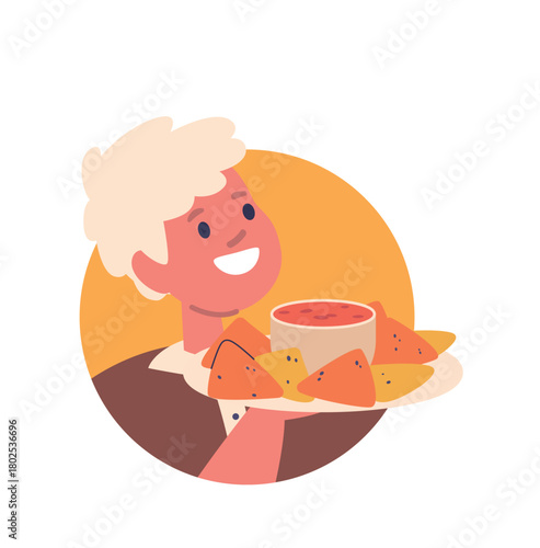 Boy eating crispy cheese triangles