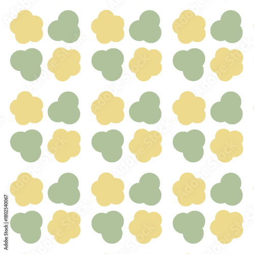 Abstract flower in pastel green and yellow vector cozy wall art decoration textile