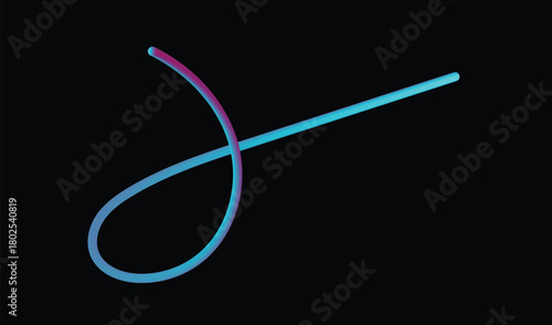 Abstract glowing light trail forming a loop on black background