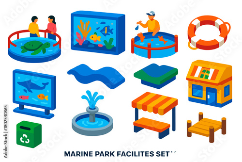 Set of images of marine park facilities