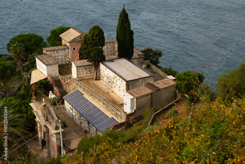 Cemetery in Manarola in autumn, Cinque Terre, Ligury, Italy
