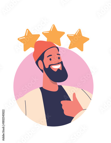 Man with consumer rating star