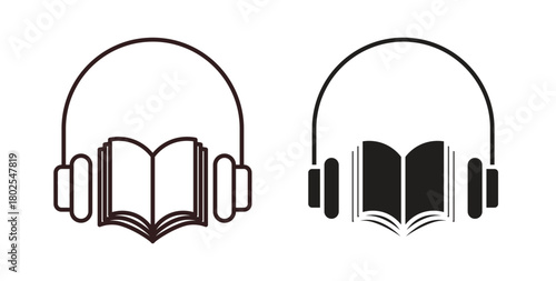 Audio book icon concept. Glyph vector illustration isolated. Simple solid style.
