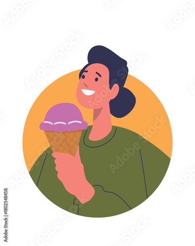 Woman eating ice-cream snack avatar