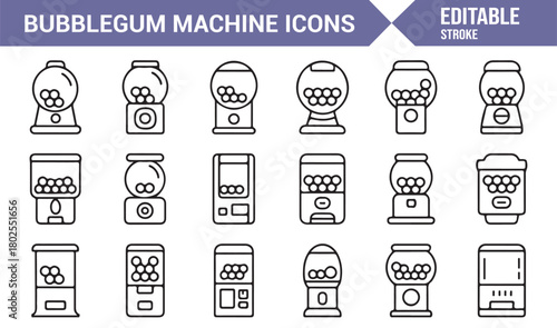Retro Candy Dispenser Icon Collection in Clean Vector Linework