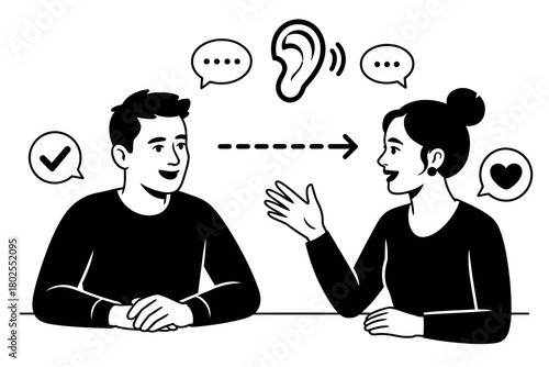 Two people engaging in active listening and communication, understanding each other.