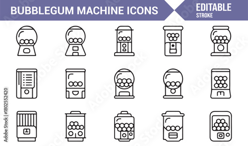 Minimal Outline Set of Gumball Machines and Sweet Vending Devices