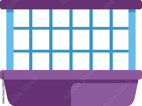 Purple plastic cage featuring a blue grid, designed for small pets, ensuring their safety and well being