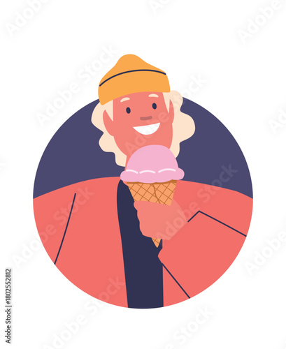 Hipster guy eating ice-cream avatar