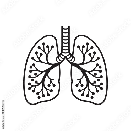 Human Lungs Silhouette Icon for Medical and Healthcare Designs