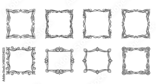 Elegant decorative frames collection in intricate linear design