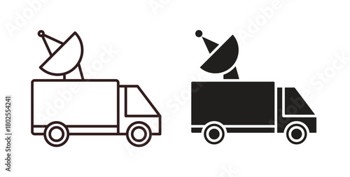 Broadcast van icon concept. Glyph vector illustration isolated. Simple solid style.