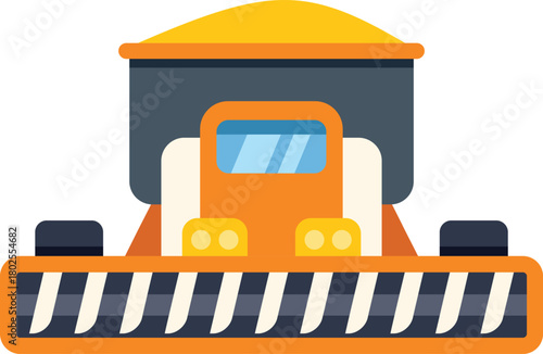 Snow removal truck cleaning road from snow, winter service vehicle removing snow on a street