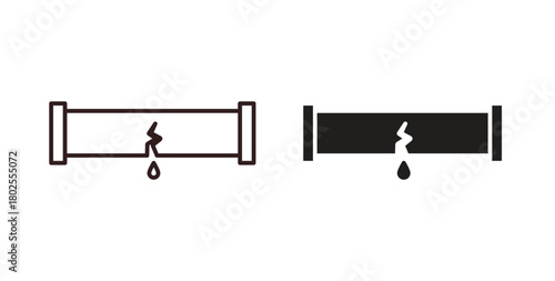 Broken pipe icon concept. Glyph vector illustration isolated. Simple solid style.