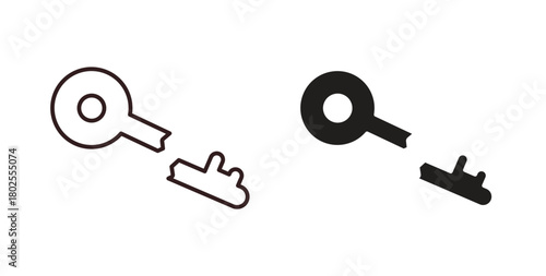 Broken key icon concept. Glyph vector illustration isolated. Simple solid style.