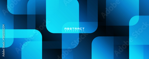 3D blue black abstract background overlap layer on dark space with rounded squares effect decoration. Modern graphic design element cutout style concept for web, art, flyer, card, or brochure cover