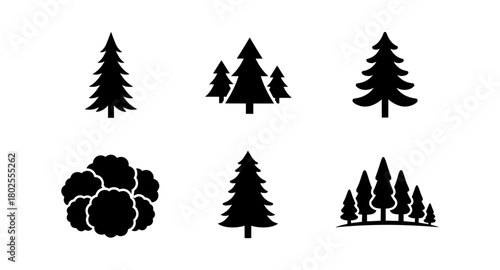 Silhouette tree collection: diverse evergreen designs for nature themes