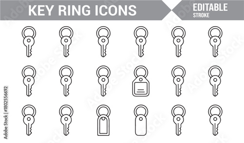 Minimal Vector Key and Key Ring Icon Collection for Security Design