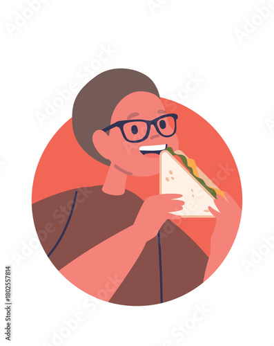 Boy child eating sandwich avatar