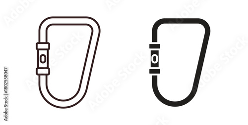 Carabiner icon concept. Glyph vector illustration isolated. Simple solid style.