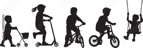 Children Playing Silhouettes Diverse Outdoor Activities for Childhood Development